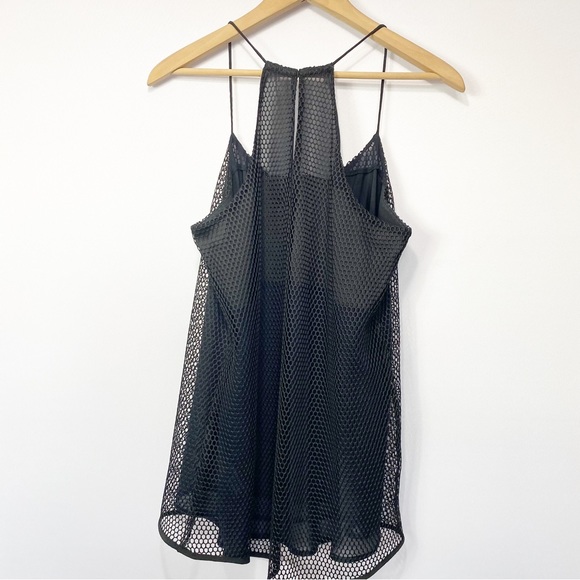 NEW- Express Black Mesh Spaghetti Strap Flowey Tank M - Picture 2 of 9